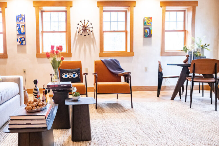 living room with windows